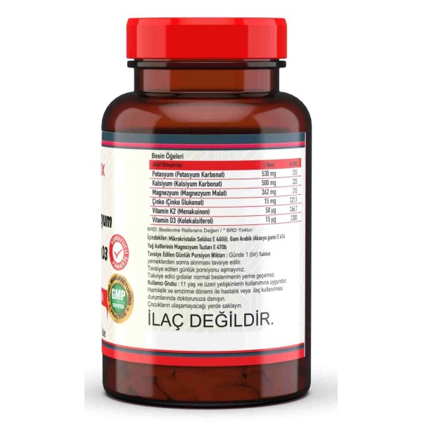 Nevfix Kalsiyum Magnezyum Potasyum Kalium Çinko Vitamin D3 Vitamin K2 CALCİUM