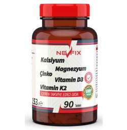 Nevfix Kalsiyum Magnezyum Potasyum Kalium Çinko Vitamin D3 Vitamin K2 CALCİUM