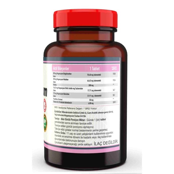 Nevfix Magnezyum Sitrat (klorür, Bisglisinat, Malat, ) Kedi Otu Pasiflora 60 Tablet Magnesium Glisinat