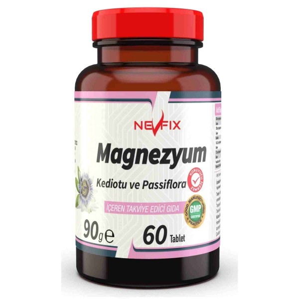 Nevfix Magnezyum Sitrat (klorür, Bisglisinat, Malat, ) Kedi Otu Pasiflora 60 Tablet Magnesium Glisinat