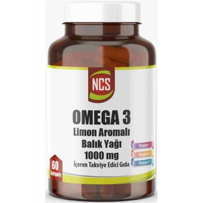 Ncs Omega 3 Balık Yağı 1000 Mg Yumuşak Kapsül Doğal Limon Aromalı 60 Kapsül