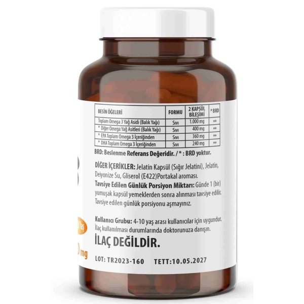 Ncs Omega 3 Portakal Aromalı Çocuklar için Balık Yağı 102 Softgel