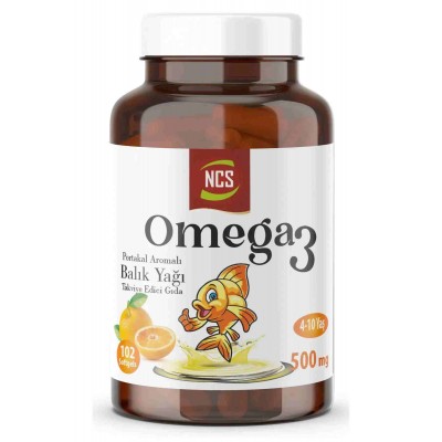 Ncs Omega 3 Portakal Aromalı Çocuklar için Balık Yağı 102 Softgel