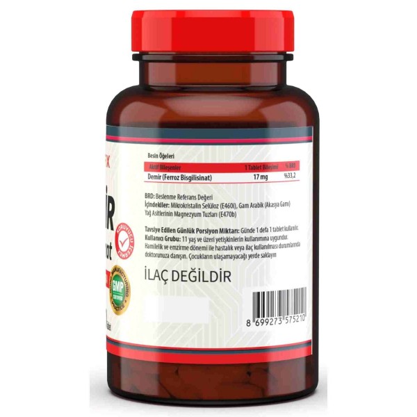 Nevfix Demir Bisglisinat 17 Mg 120 Tablet Iron (Ferroz Bisglisinat)