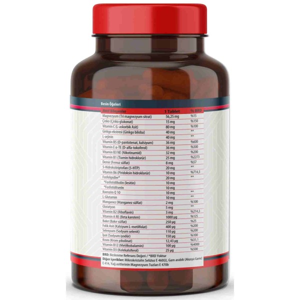 Nevfix Multivitamin Multimineral 90 Tablet 5-HTP Ginkgo Biloba Koenzim Q-10 Glutatyon Zengin İçerik
