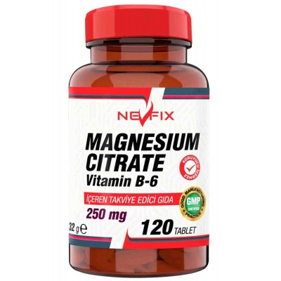 Nevfix Vitamin B6 10 Mg Magnezyum Sitrat 250 Mg 120 Tablet Magnesium Citrate