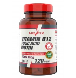 Nevfix Vitamin B12 1000 Mcg Folic Acid Biotin 120 Tablet