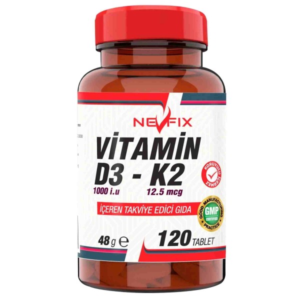 Nevfix Vitamin D3 1000 Iu Vitamin K2 12.5 Mcg 120 Tablet