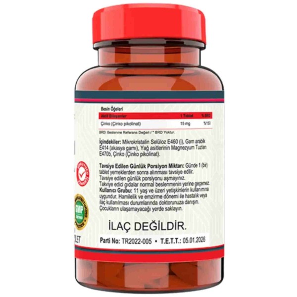 Nevfix Zinc Çinko Pikolinat 15 Mg 120 Tablet